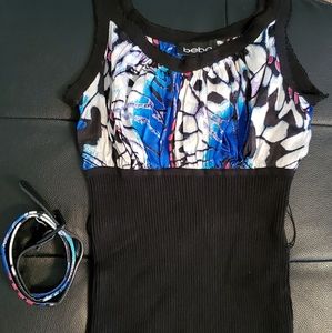 Sleeveless black and blue top
